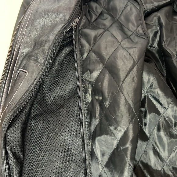 Zony Inc Leather Motorcycle Jacket Black With Pink Racing Stripes Medium - Picture 14 of 16